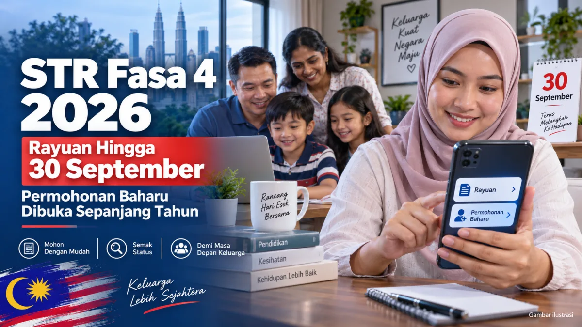 Cadangan alt: STR Fasa 4 2026 rayuan hingga 30 September dan permohonan baharu STR melalui MySTR