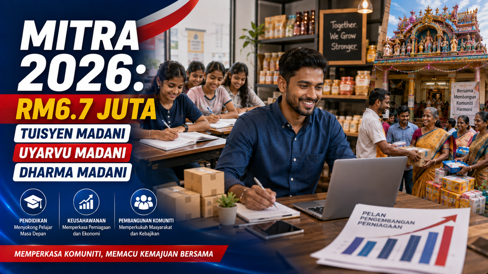 MITRA 2026 peruntukan RM6.7 juta untuk Tuisyen MADANI Uyarvu MADANI dan Dharma MADANI