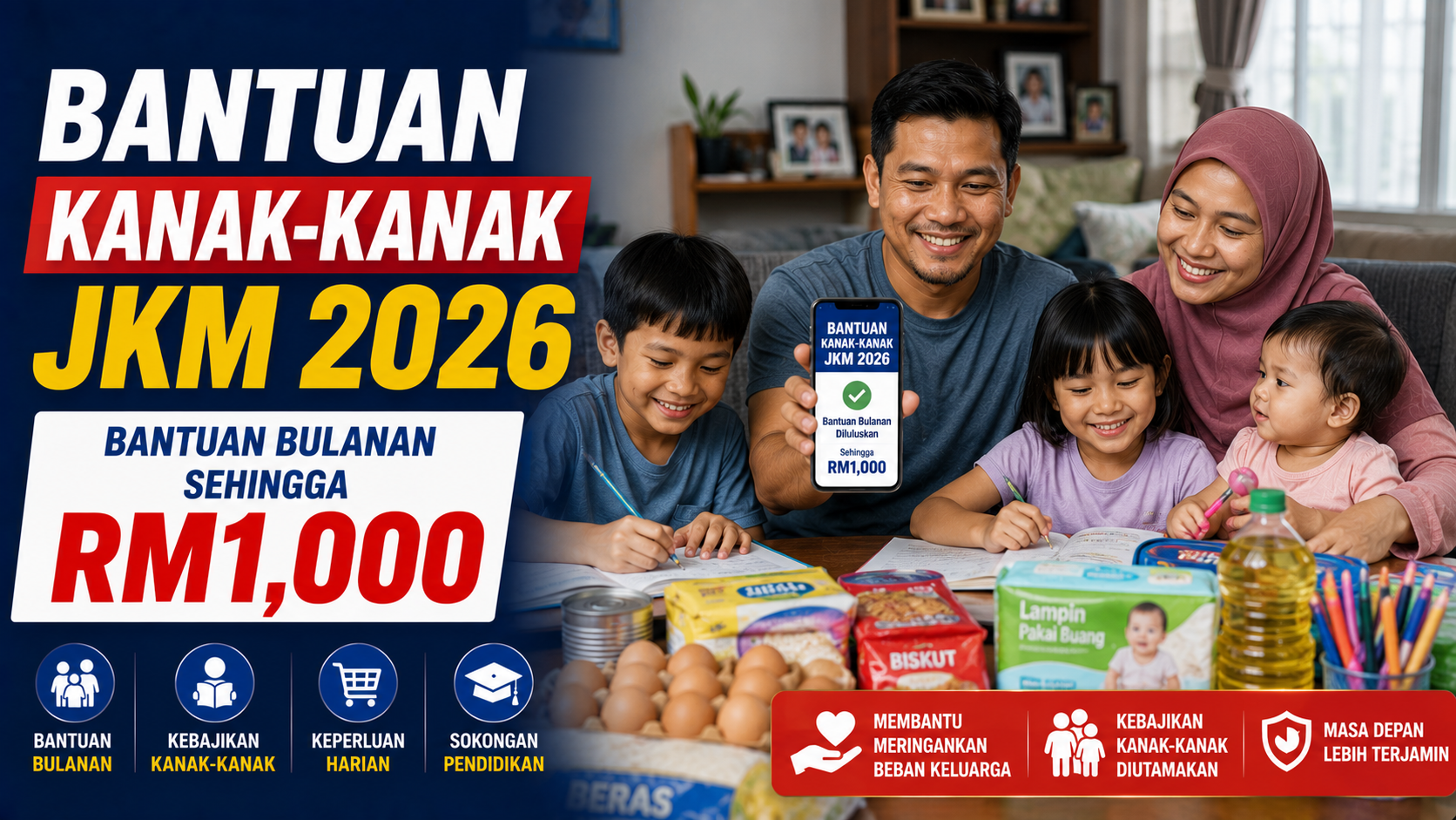 Bantuan Kanak-Kanak JKM 2026 untuk keluarga dan penjaga yang memenuhi syarat