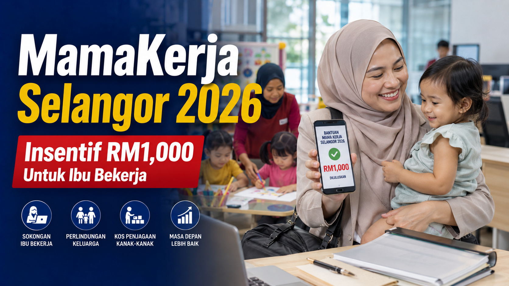 MamaKerja Selangor 2026 insentif RM1000 untuk ibu bekerja yang mempunyai anak kecil
