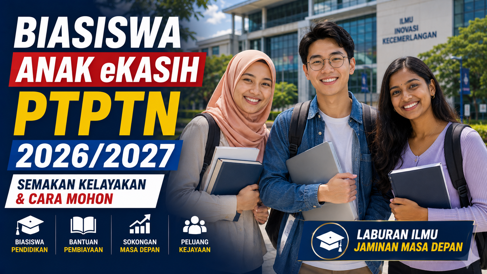 Biasiswa Anak eKasih PTPTN 2026 2027 untuk pelajar daripada keluarga berpendapatan rendah