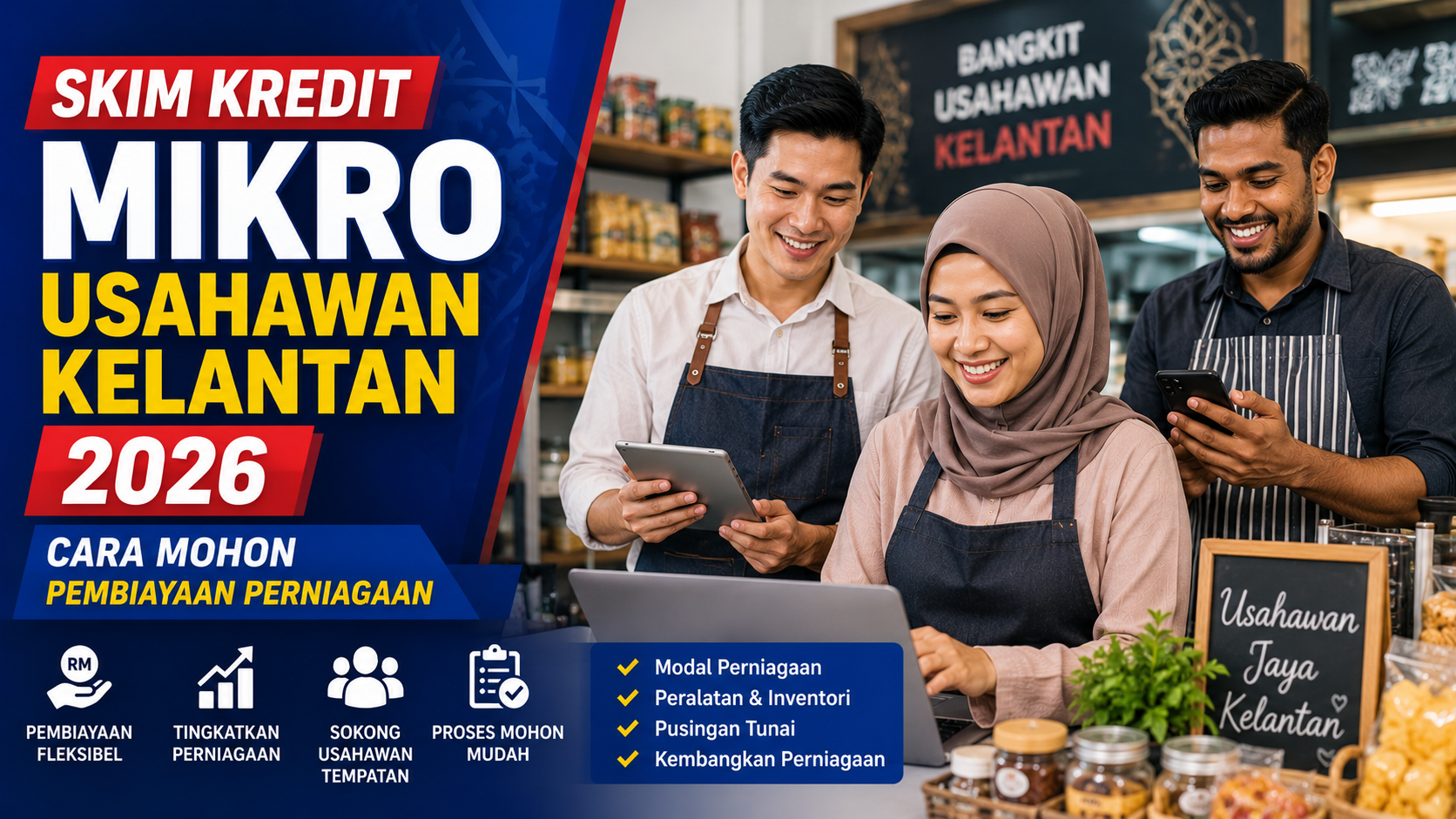Skim Kredit Mikro Usahawan Kelantan 2026 untuk usahawan kecil mendapatkan pembiayaan perniagaan