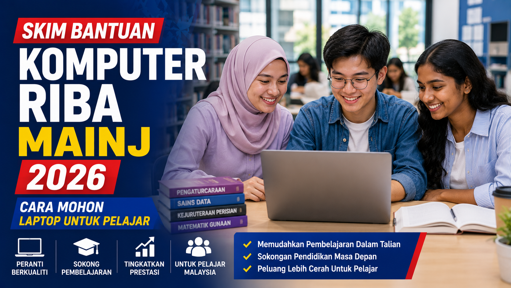 Skim Bantuan Komputer Riba MAINJ 2026 untuk pelajar asnaf di Negeri Johor