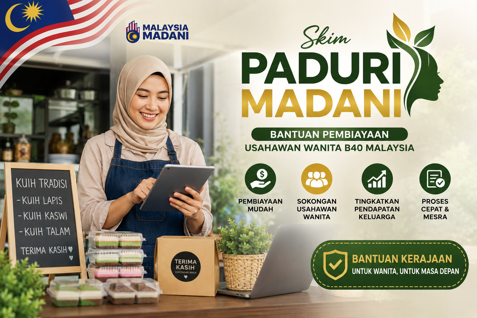 Skim PADURI MADANI 2026: Bantuan Pembiayaan Usahawan Wanita B40