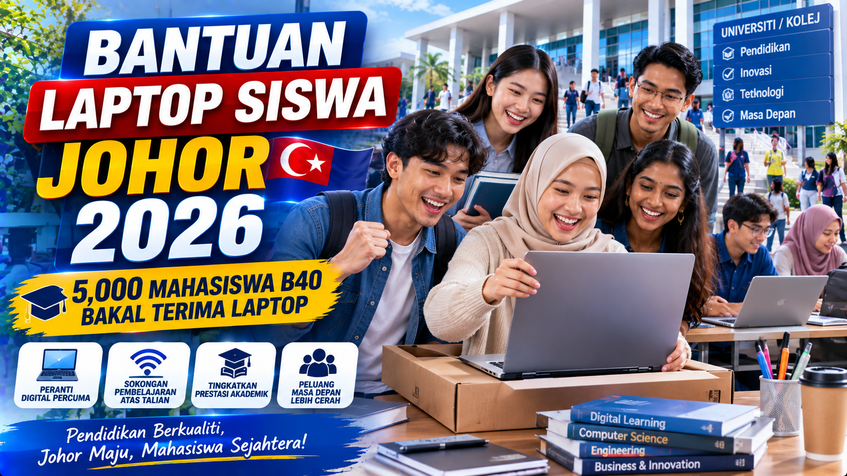 Bantuan Laptop Siswa Johor 2026: Laptop Percuma B40