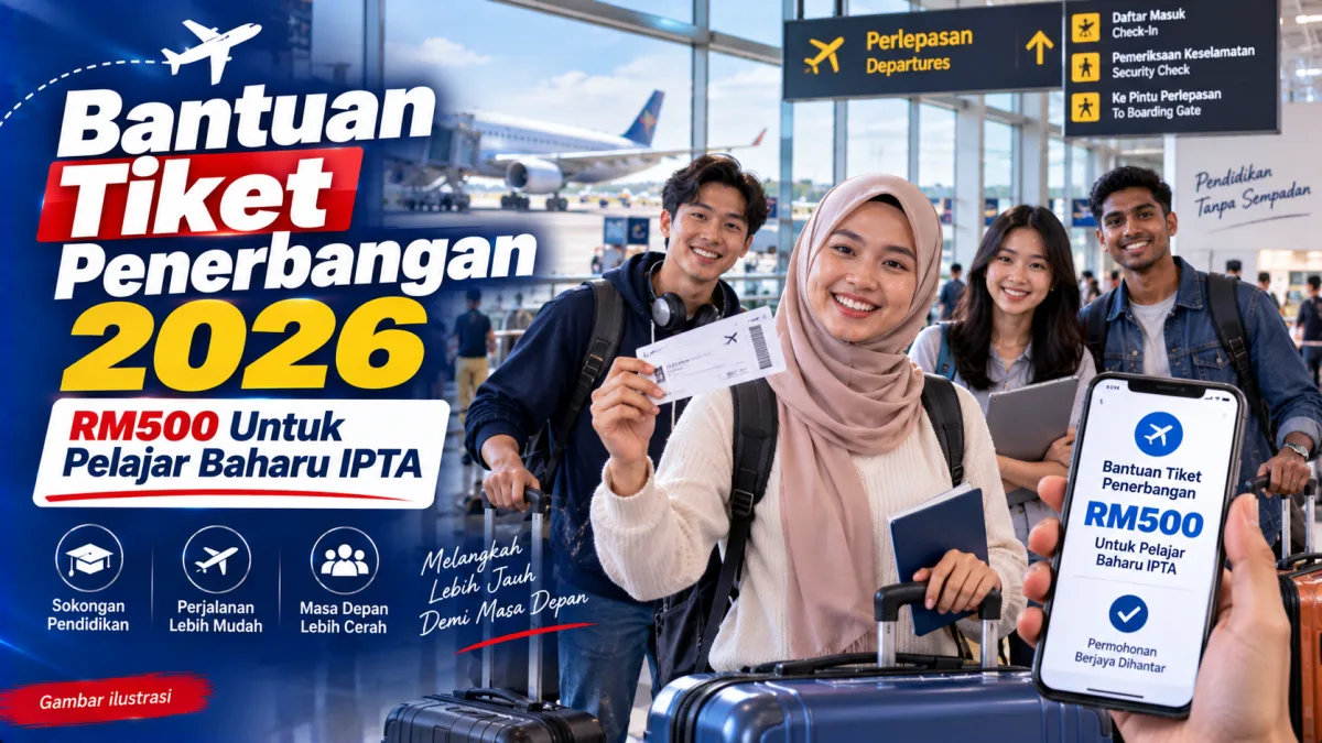 Cadangan alt: Bantuan Khas Tiket Penerbangan RM500 untuk pelajar baharu IPTA 2026 yang perlu terbang merentas Semenanjung Sabah Sarawak atau Labuan
