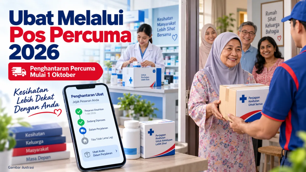 Cadangan alt: Ubat Melalui Pos percuma 2026 untuk pesakit KKM dengan kos penghantaran ditanggung kerajaan mulai 1 Oktober